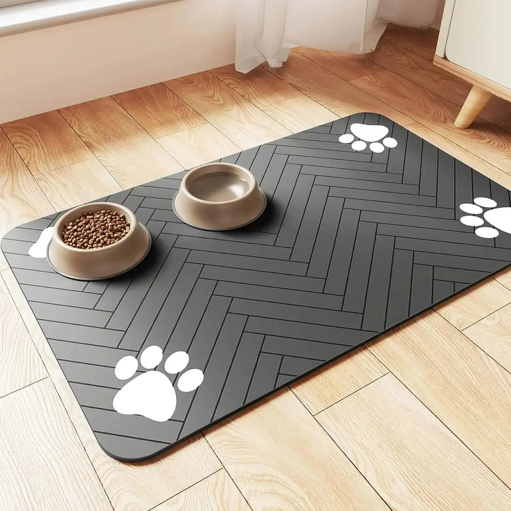 Tapis d'alimentation pour animaux de compagnie, napperon absorbant pour animaux de compagnie, support en caoutchouc, tapis d'eau à séchage rapide pour chien et chat