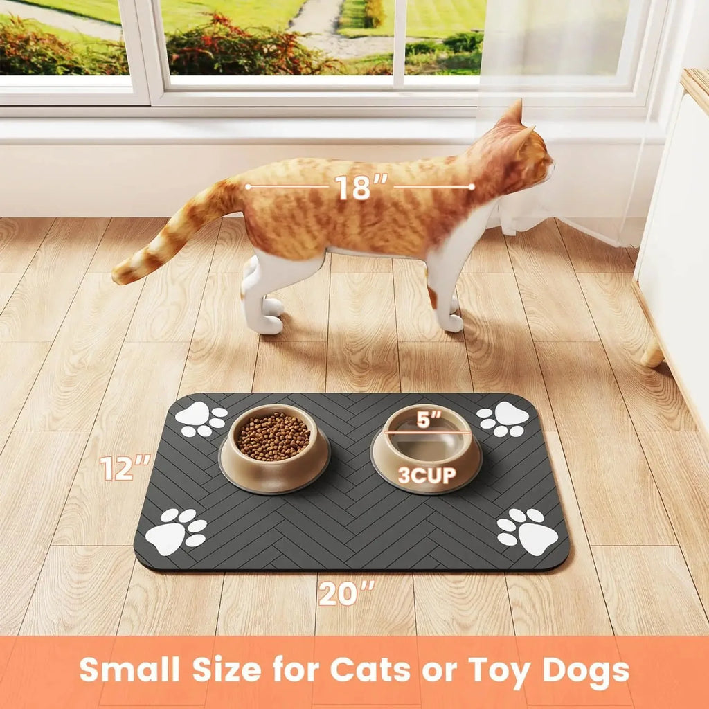Tapis d'alimentation pour animaux de compagnie, napperon absorbant pour animaux de compagnie, support en caoutchouc, tapis d'eau à séchage rapide pour chien et chat