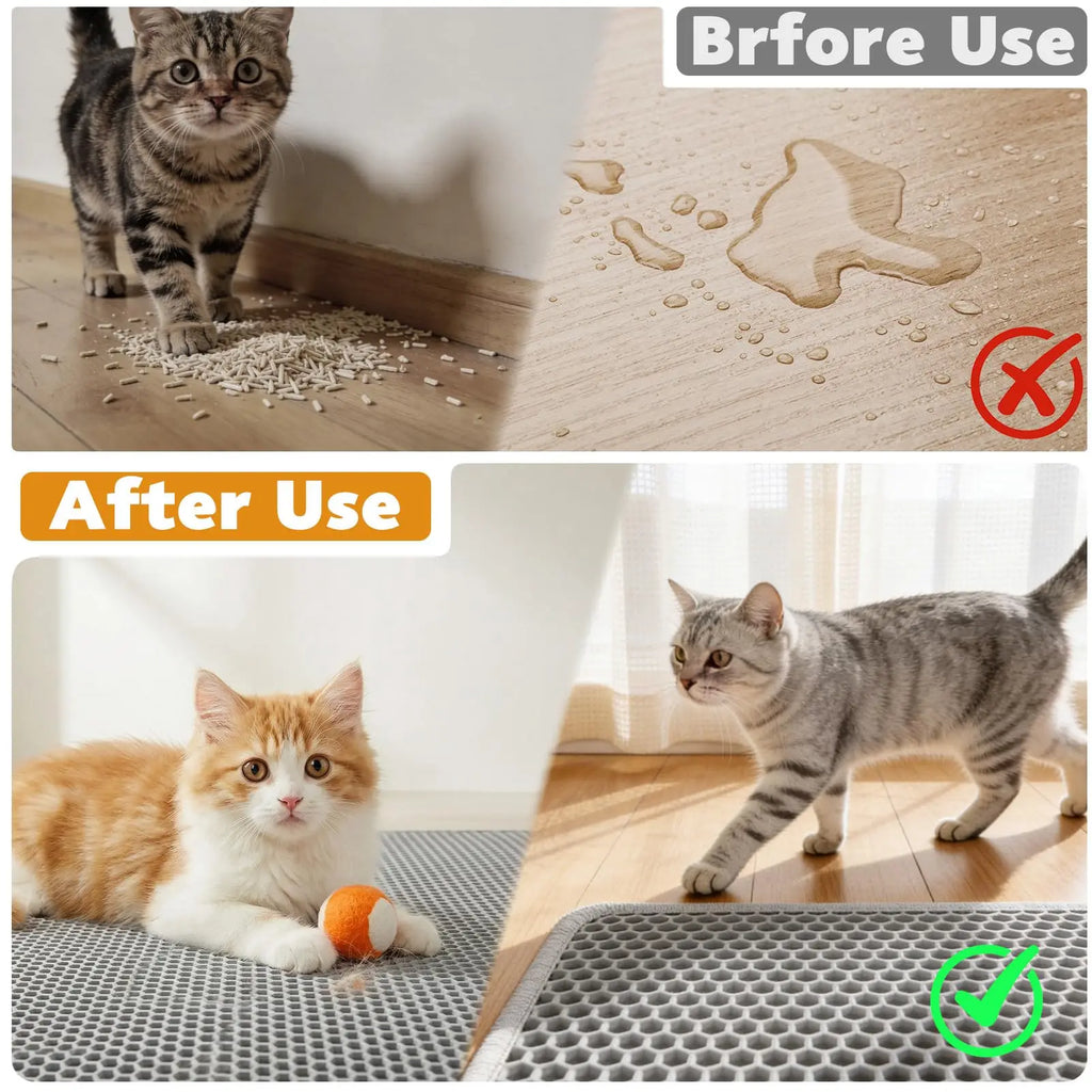Tapis de litière pour chat Double couche antidérapant pour animaux de compagnie, grand bac à litière pour animaux de compagnie, filtre résistant à l'usure, imperméable et antidérapant