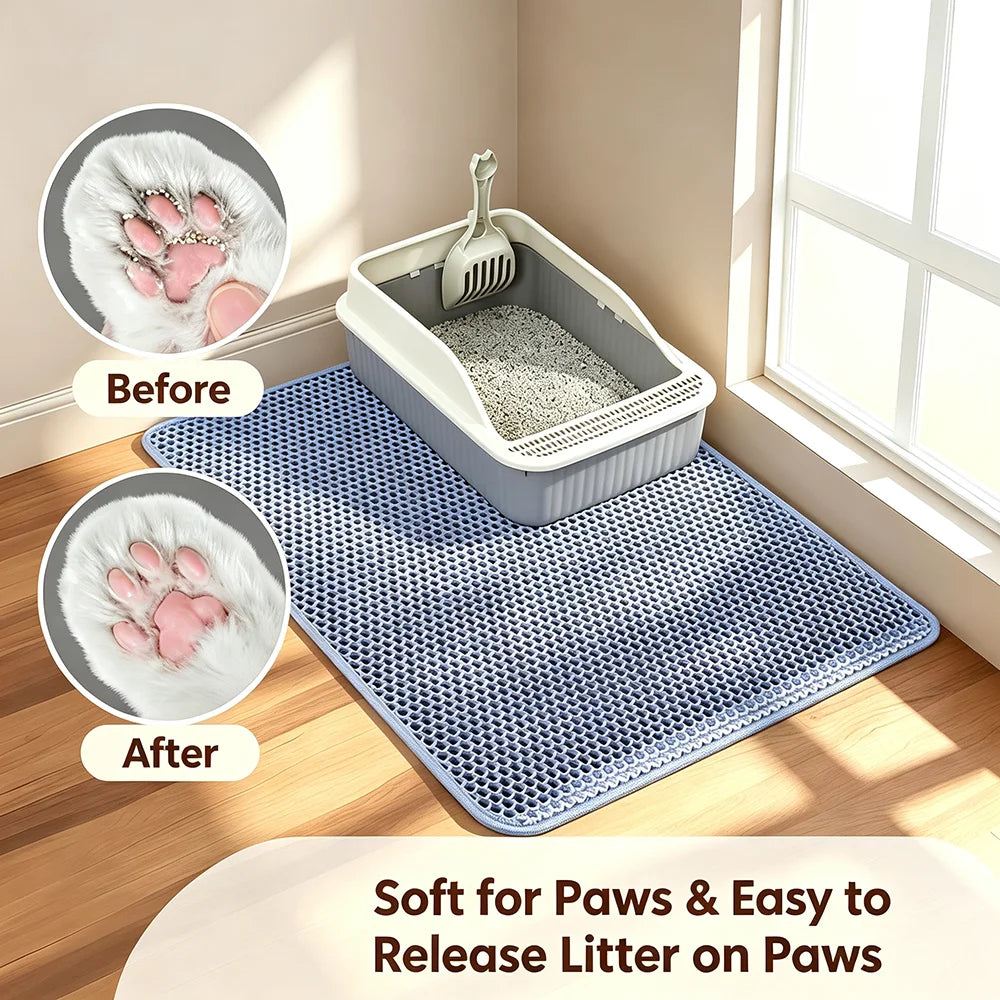 Tapis de litière pour chat Double couche antidérapant pour animaux de compagnie, grand bac à litière pour animaux de compagnie, filtre résistant à l'usure, imperméable et antidérapant