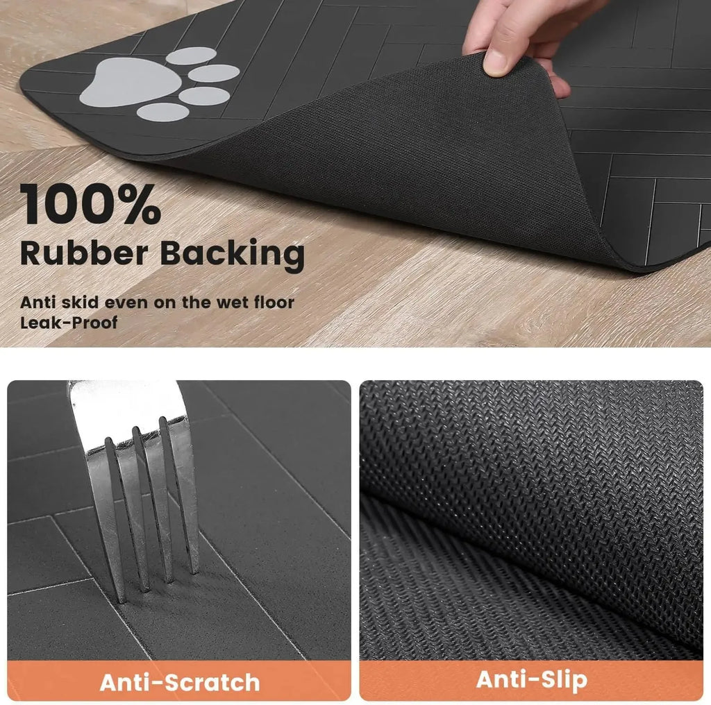 Tapis d'alimentation pour animaux de compagnie, napperon absorbant pour animaux de compagnie, support en caoutchouc, tapis d'eau à séchage rapide pour chien et chat