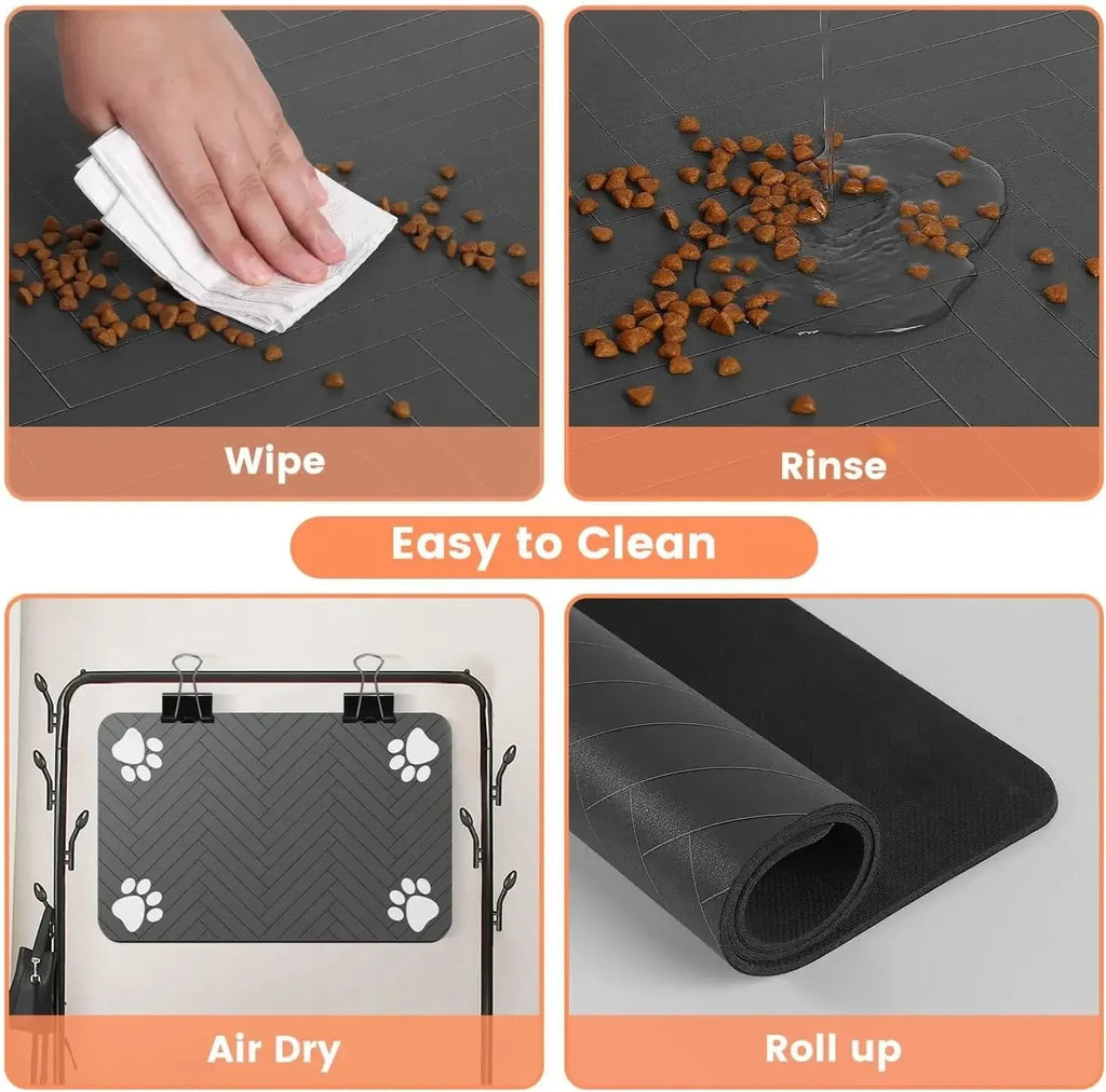 Tapis d'alimentation pour animaux de compagnie, napperon absorbant pour animaux de compagnie, support en caoutchouc, tapis d'eau à séchage rapide pour chien et chat