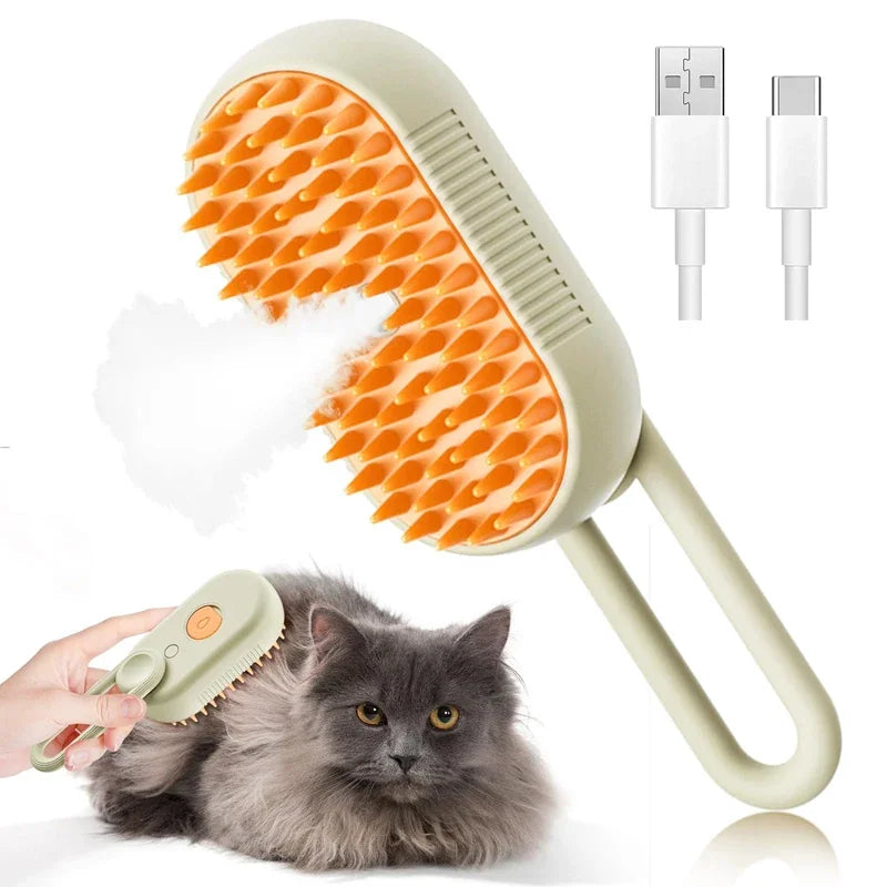 Brosse Vapeur 3en1 pour Chat et Chien – Démêlante et Anti-Poils