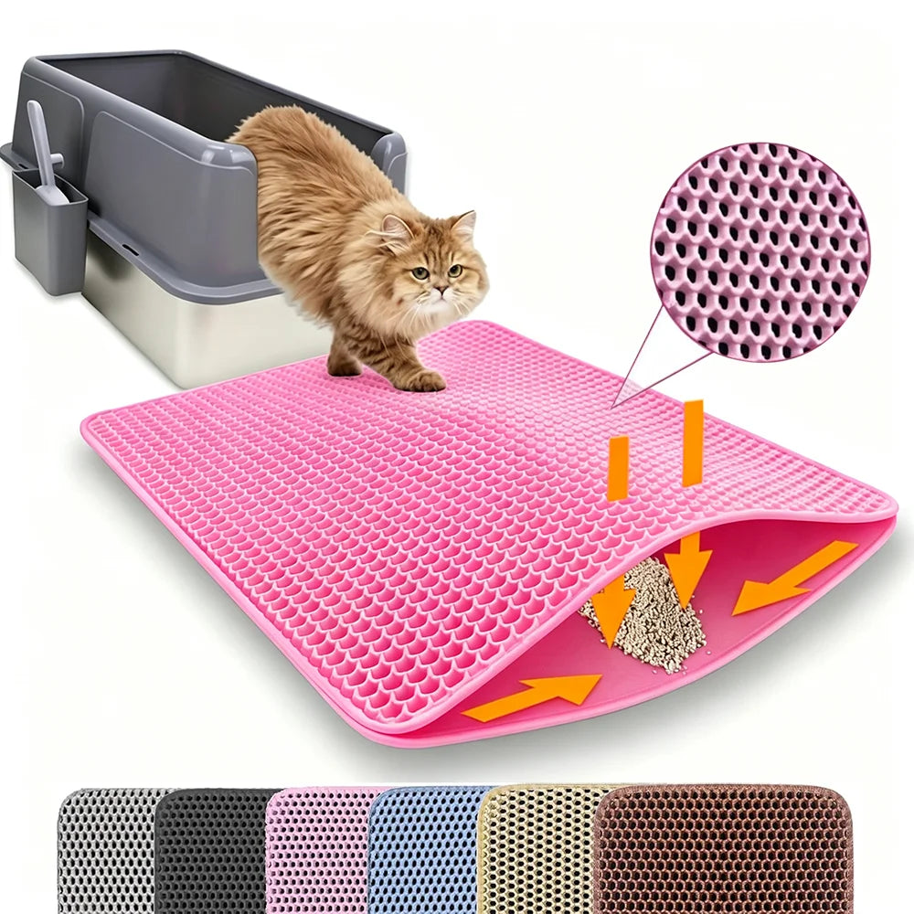 Tapis de litière pour chat Double couche antidérapant pour animaux de compagnie, grand bac à litière pour animaux de compagnie, filtre résistant à l'usure, imperméable et antidérapant