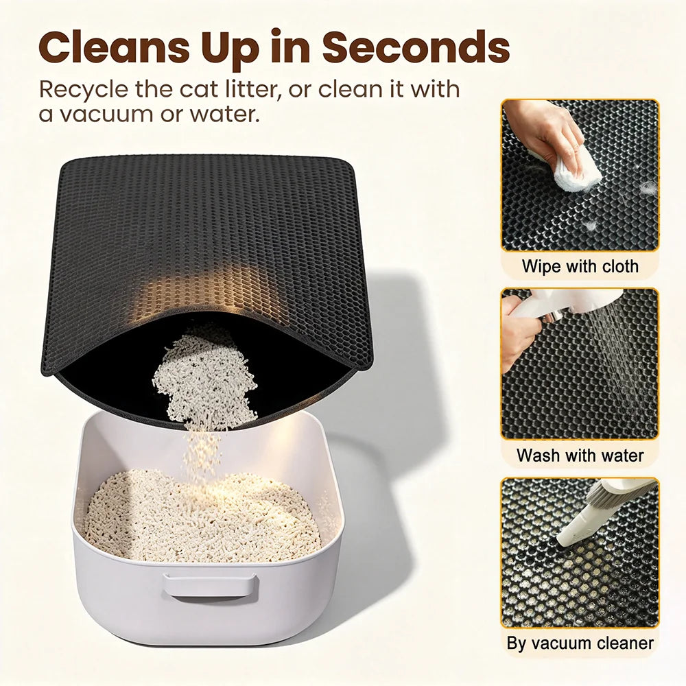 Tapis de litière pour chat Double couche antidérapant pour animaux de compagnie, grand bac à litière pour animaux de compagnie, filtre résistant à l'usure, imperméable et antidérapant