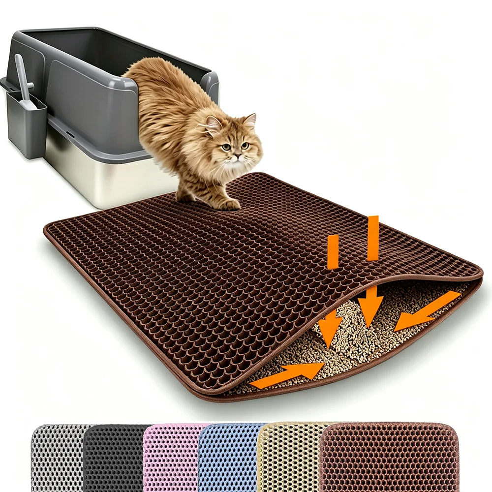 Tapis de litière pour chat Double couche antidérapant pour animaux de compagnie, grand bac à litière pour animaux de compagnie, filtre résistant à l'usure, imperméable et antidérapant