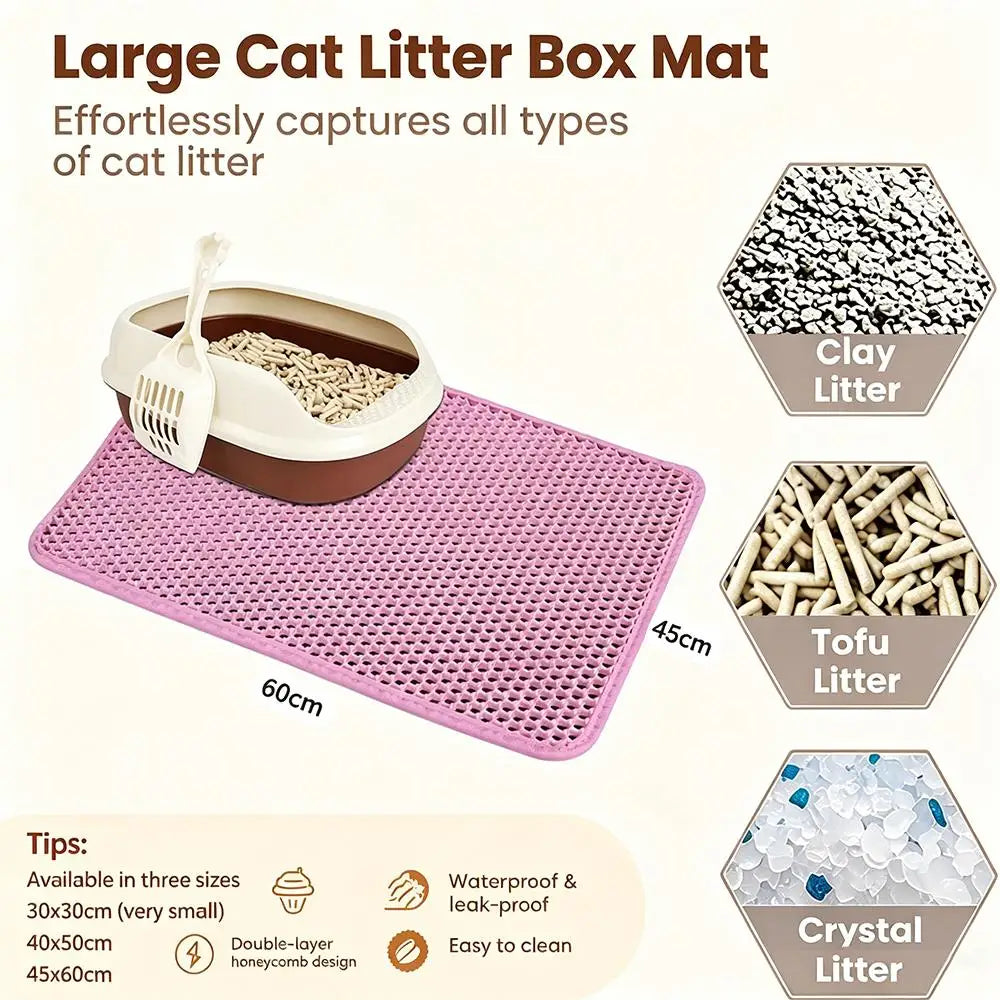 Tapis de litière pour chat Double couche antidérapant pour animaux de compagnie, grand bac à litière pour animaux de compagnie, filtre résistant à l'usure, imperméable et antidérapant