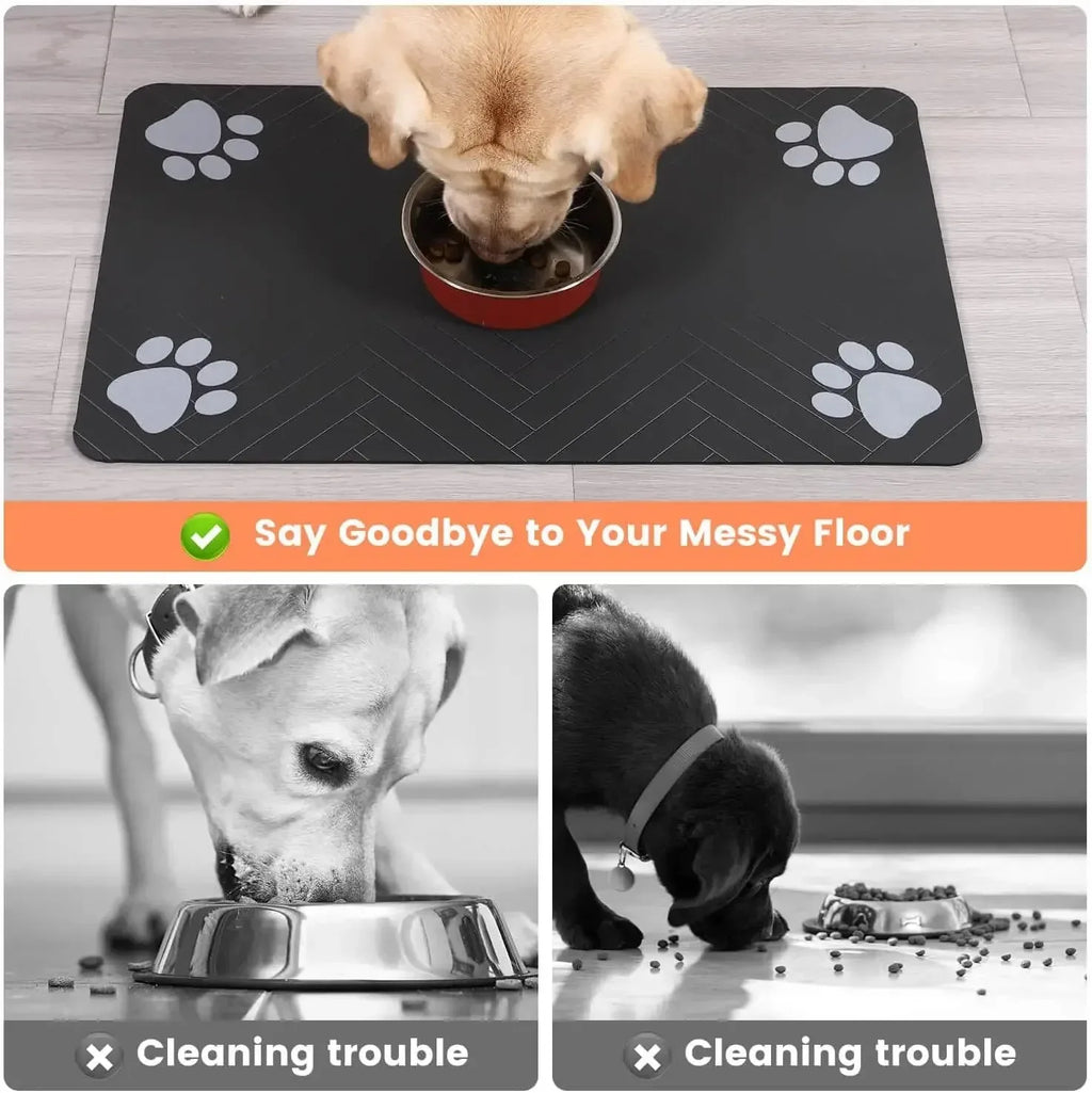 Tapis d'alimentation pour animaux de compagnie, napperon absorbant pour animaux de compagnie, support en caoutchouc, tapis d'eau à séchage rapide pour chien et chat
