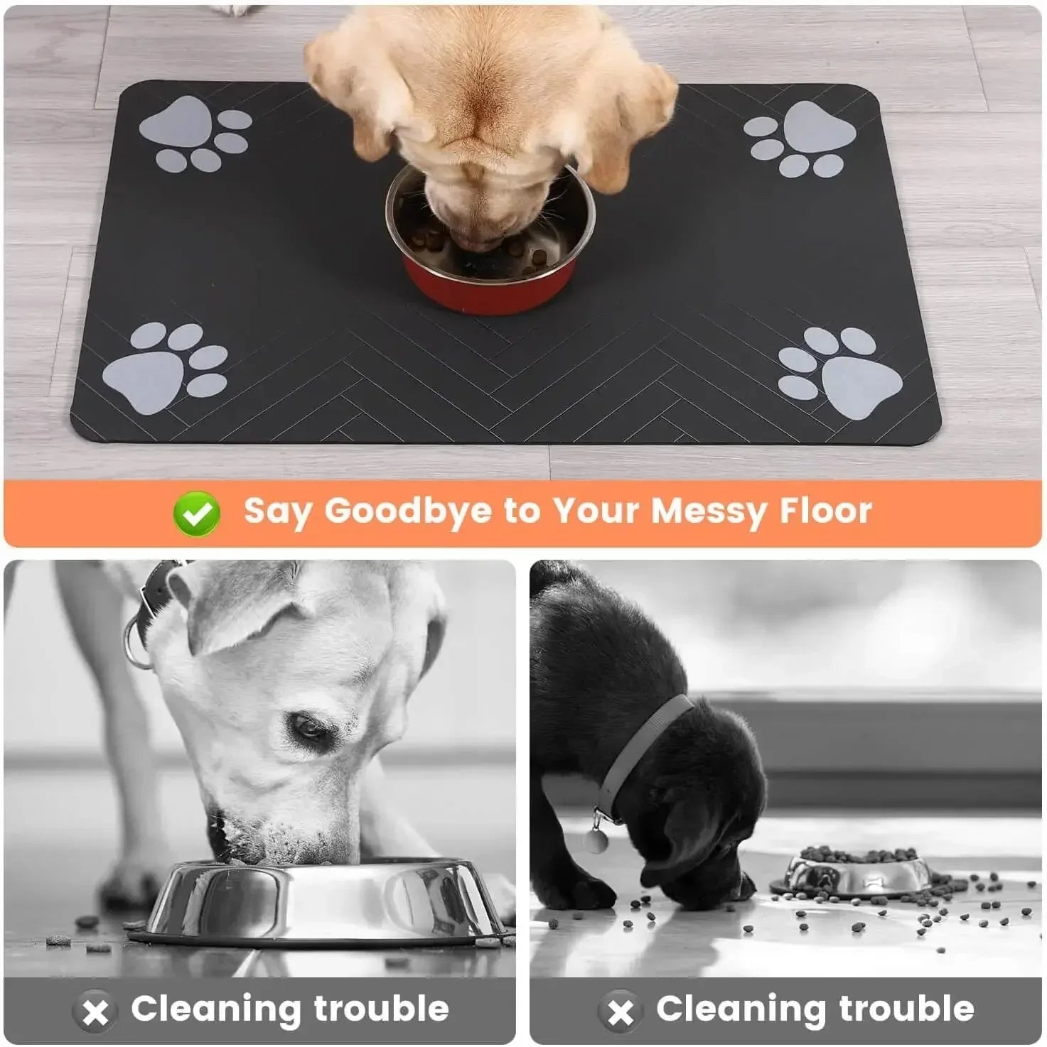 Tapis d'alimentation pour animaux de compagnie, napperon absorbant pour animaux de compagnie, support en caoutchouc, tapis d'eau à séchage rapide pour chien et chat