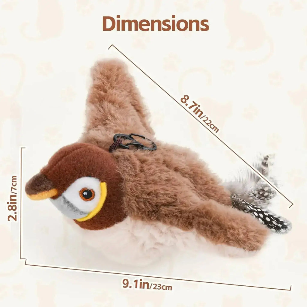 Nouveau jouet interactif pour chat et chien, oiseau simulé rechargeable qui chiaie et bat les ailes (non volant), jouet en peluche activé par le toucher pour animaux de compagnie