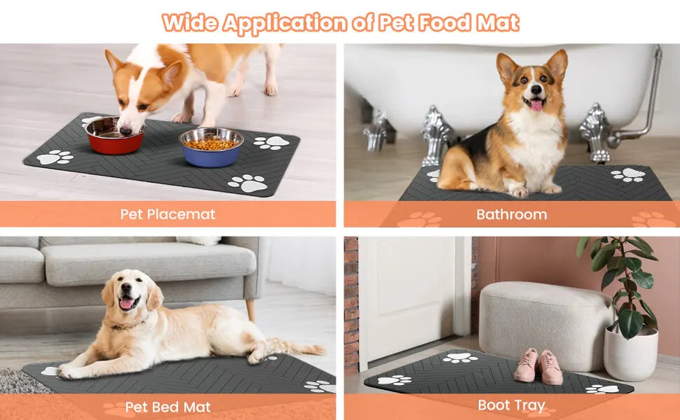 Tapis d'alimentation pour animaux de compagnie, napperon absorbant pour animaux de compagnie, support en caoutchouc, tapis d'eau à séchage rapide pour chien et chat