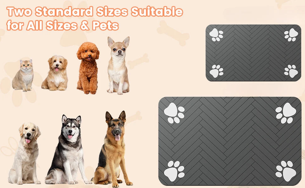 Tapis d'alimentation pour animaux de compagnie, napperon absorbant pour animaux de compagnie, support en caoutchouc, tapis d'eau à séchage rapide pour chien et chat