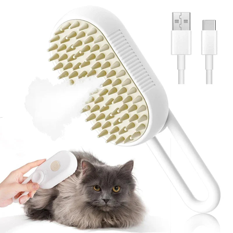 Brosse Vapeur 3en1 pour Chat et Chien – Démêlante et Anti-Poils
