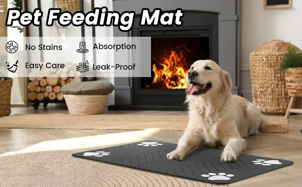 Tapis d'alimentation pour animaux de compagnie, napperon absorbant pour animaux de compagnie, support en caoutchouc, tapis d'eau à séchage rapide pour chien et chat