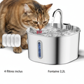 Fontaine à Eau Filtrante en Acier Inoxydable pour Chat et Chien - 2,2L